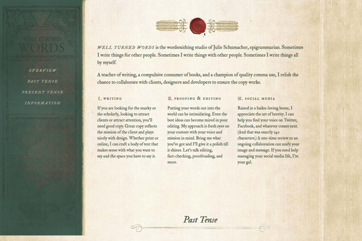Well Turned Words website preview